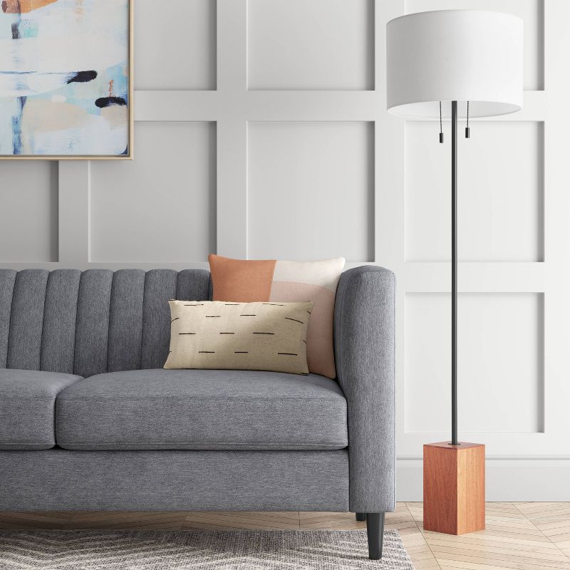 Floor Lamp with Wood Block Base (Includes LED Light Bulb) Brown - Project 62™