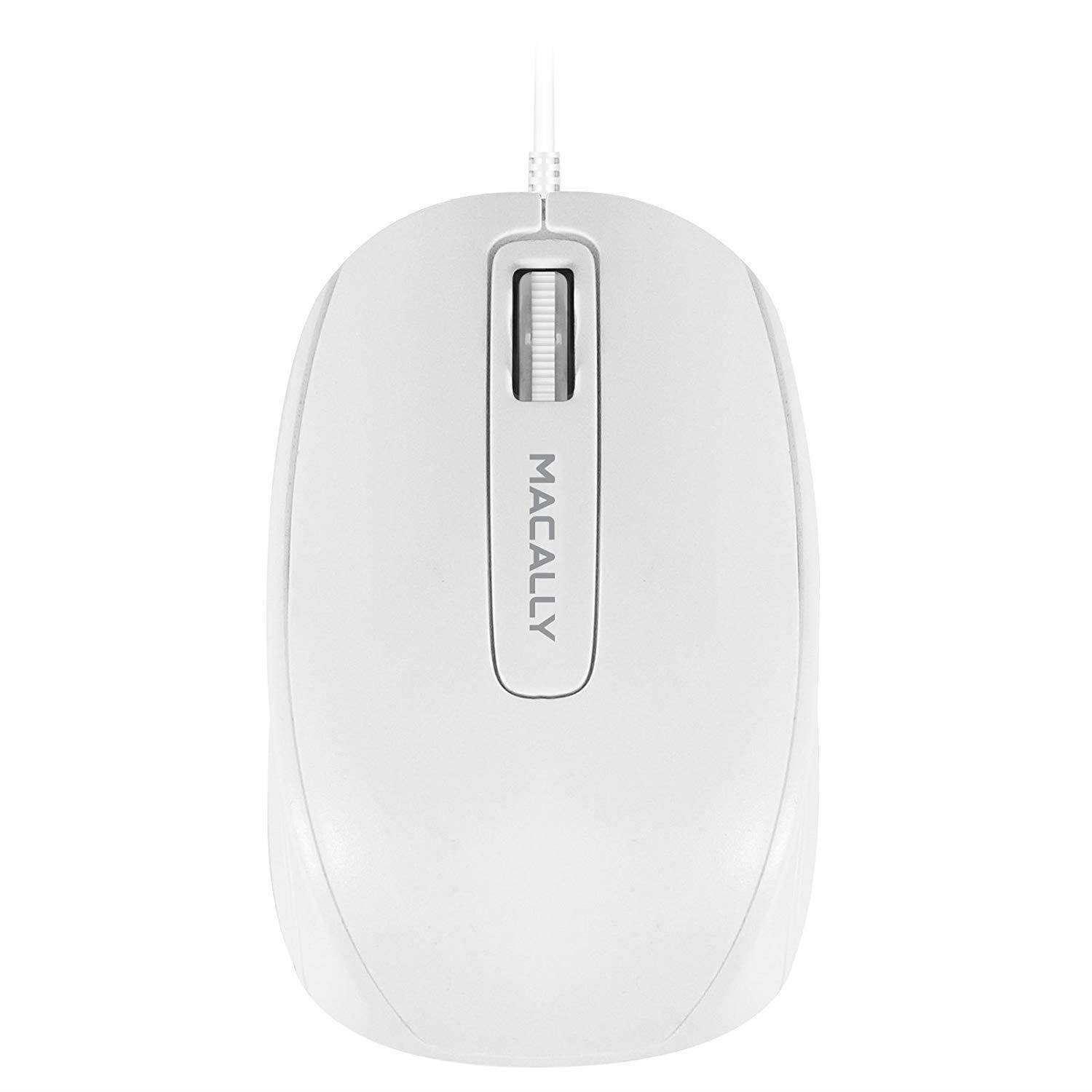 Macally USB Wired Computer Mouse with 3 Button, Scroll Wheel, 5 Foot Long Cored, Compatible with Windows PC, Apple MacBook Pro/Air, iMac, Mac Mini, Laptops