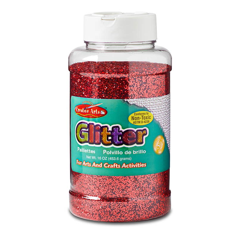 creative arts by charles leonard glitter, 16 ounce bottle, red 41130