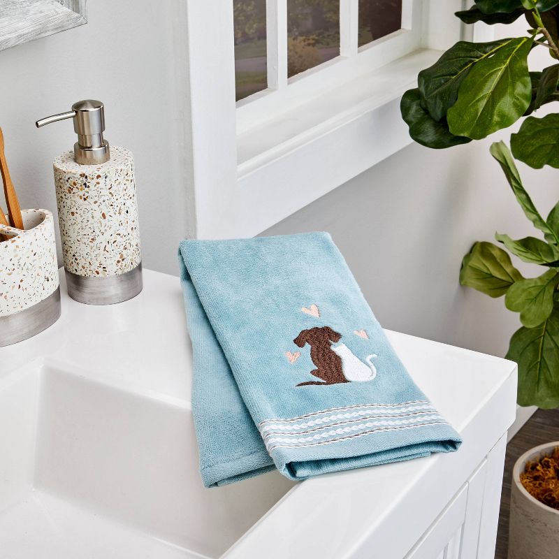 2pk Cat and Pup Hand Towel Set Blue - SKL Home