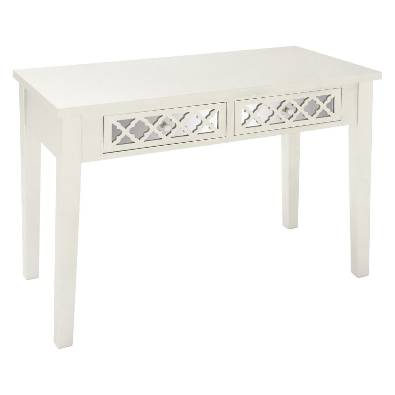 Wood and Mirror 2 Drawer Vanity Desk White - Olivia & May