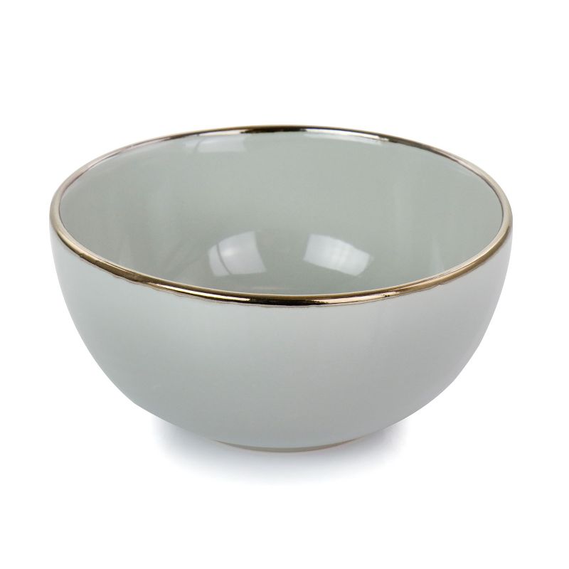 Gibson Home Rockaway Gold 12 Piece Stoneware Dinnerware Set in Gray