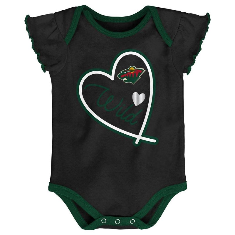 NHL Minnesota Wild Girls' Winning Goal 3pk Body Suit Set - 18M