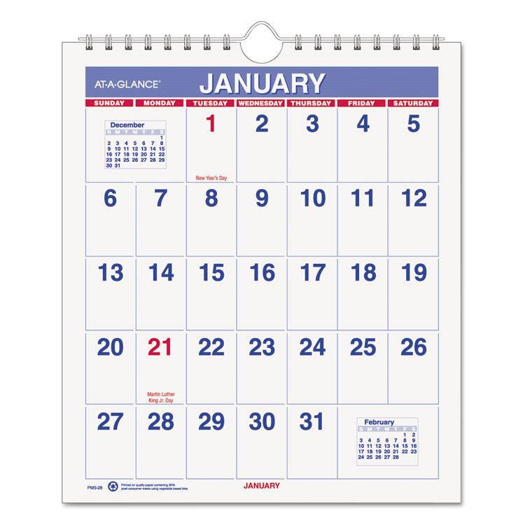 At-A-Glance PM52818 Mini Monthly Wall Calendar - 6 1/2" x 7 1/2"