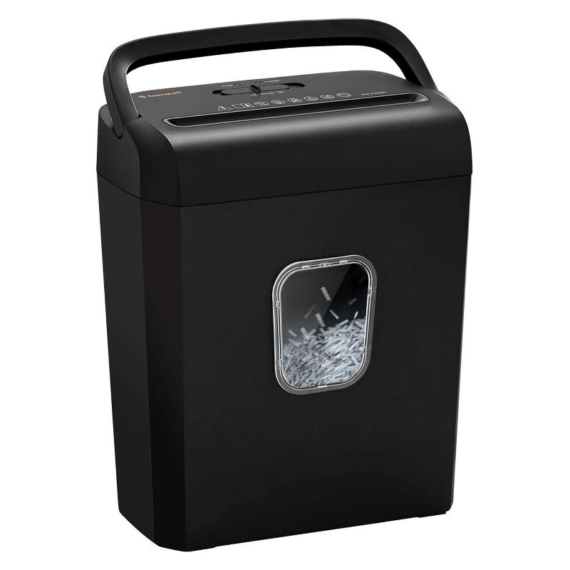 Bonsaii C234-A Portable 6 Sheet Cross Cut Paper, Card, and Disc Shredder Bin with Handles, and Large 3.5 Gallon Capacity Wastebasket, Black