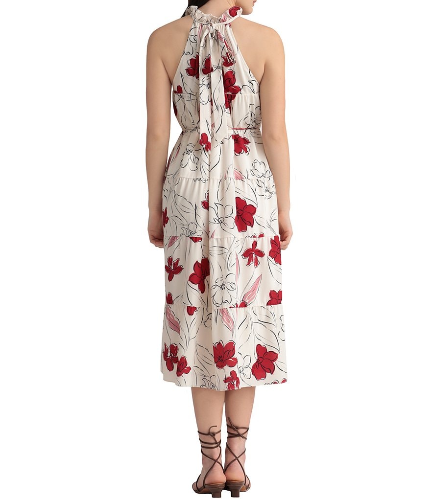 Maggy London Petite Size Floral Halter Neck Dress