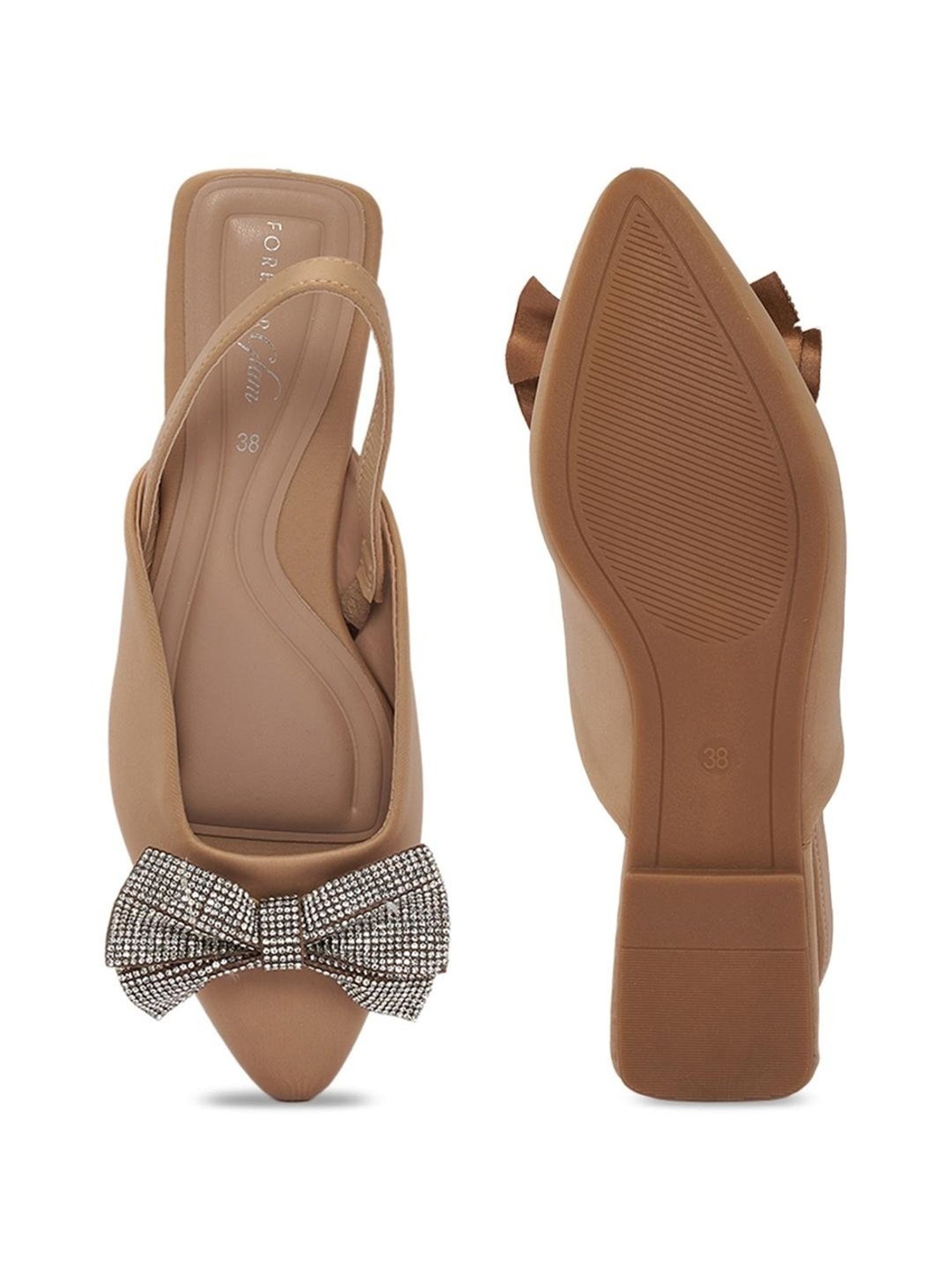 Forever Glam by Pantaloons Women's Beige Sling Back Sandals