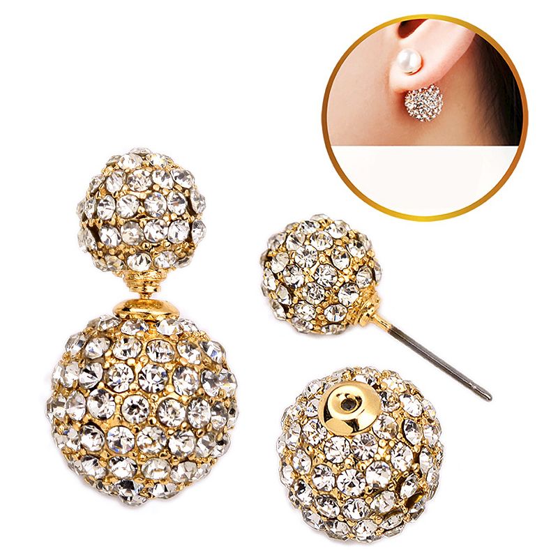 Women's Zirconite Crystal Pave Peekaboo Earring - Gold