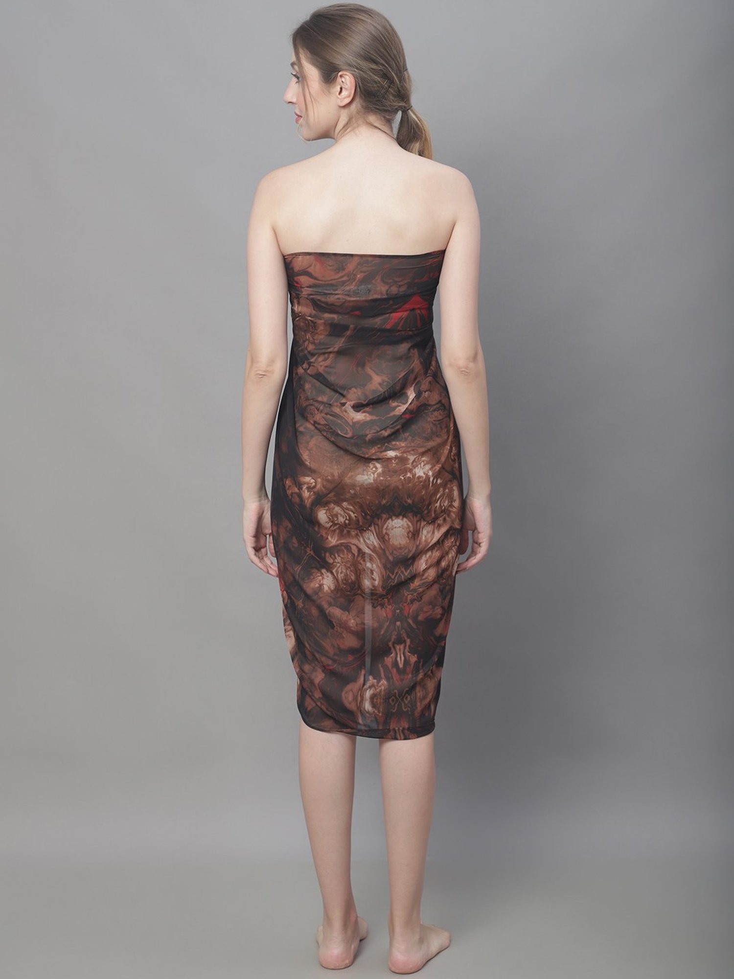 Claura Brown Printed Beachwear Sarong