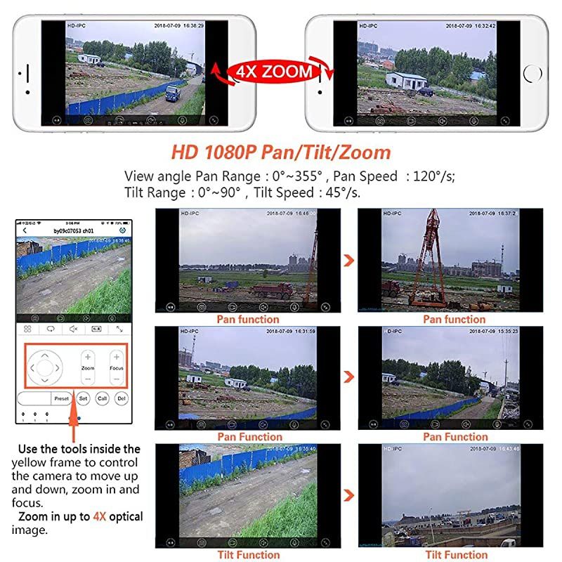 2MP PTZ IP Dome Camera HD 1080P Security Surveillance Camera with 4X Optical Zoom Night Vision