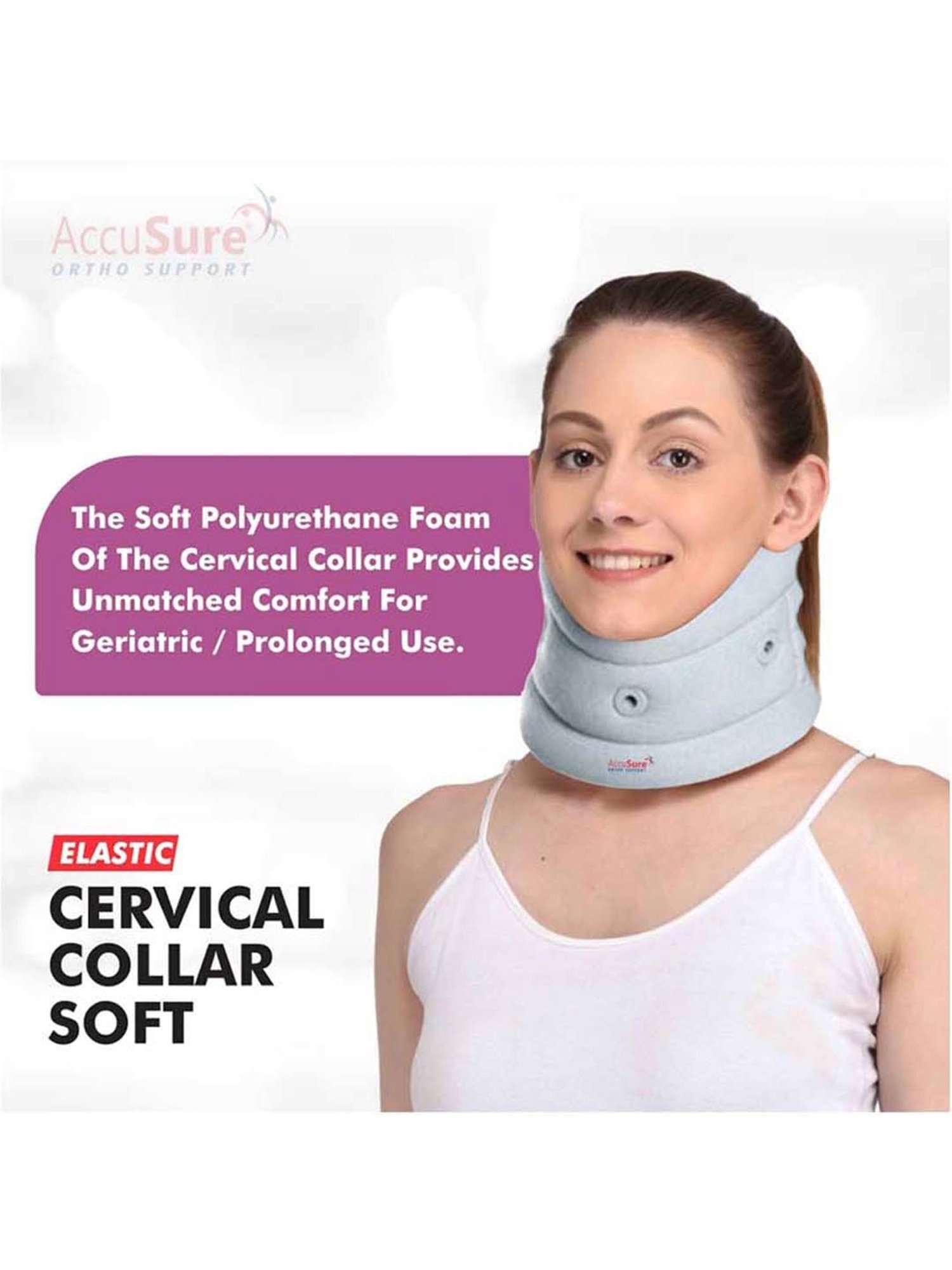 AccuSure Cervical Pillow with Cervical Collar for Neck and Spinal Support - Small (Grey)