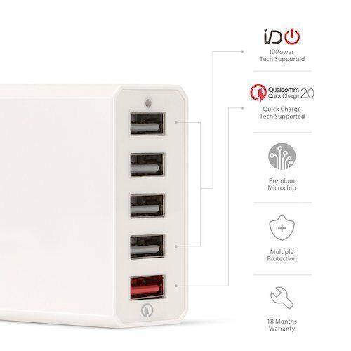 Quick Charge 2.0 40W Multi-Port USB Desktop Charging Ston Dock with Smart IC