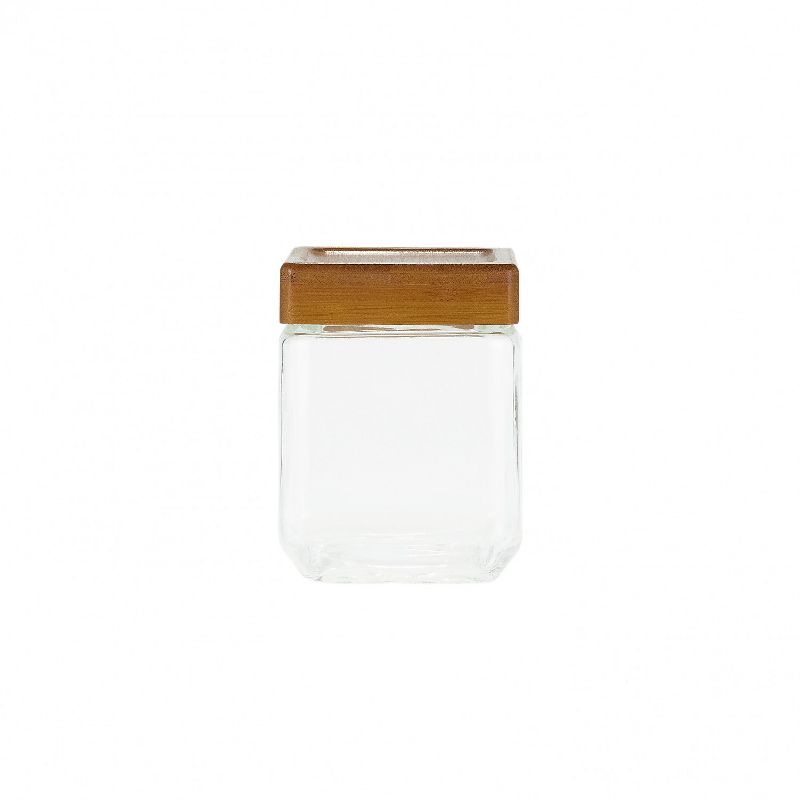 Amici Home Sequoia Square Glass Canisters, Assorted Set of 3 (Small, Medium, Large Size)