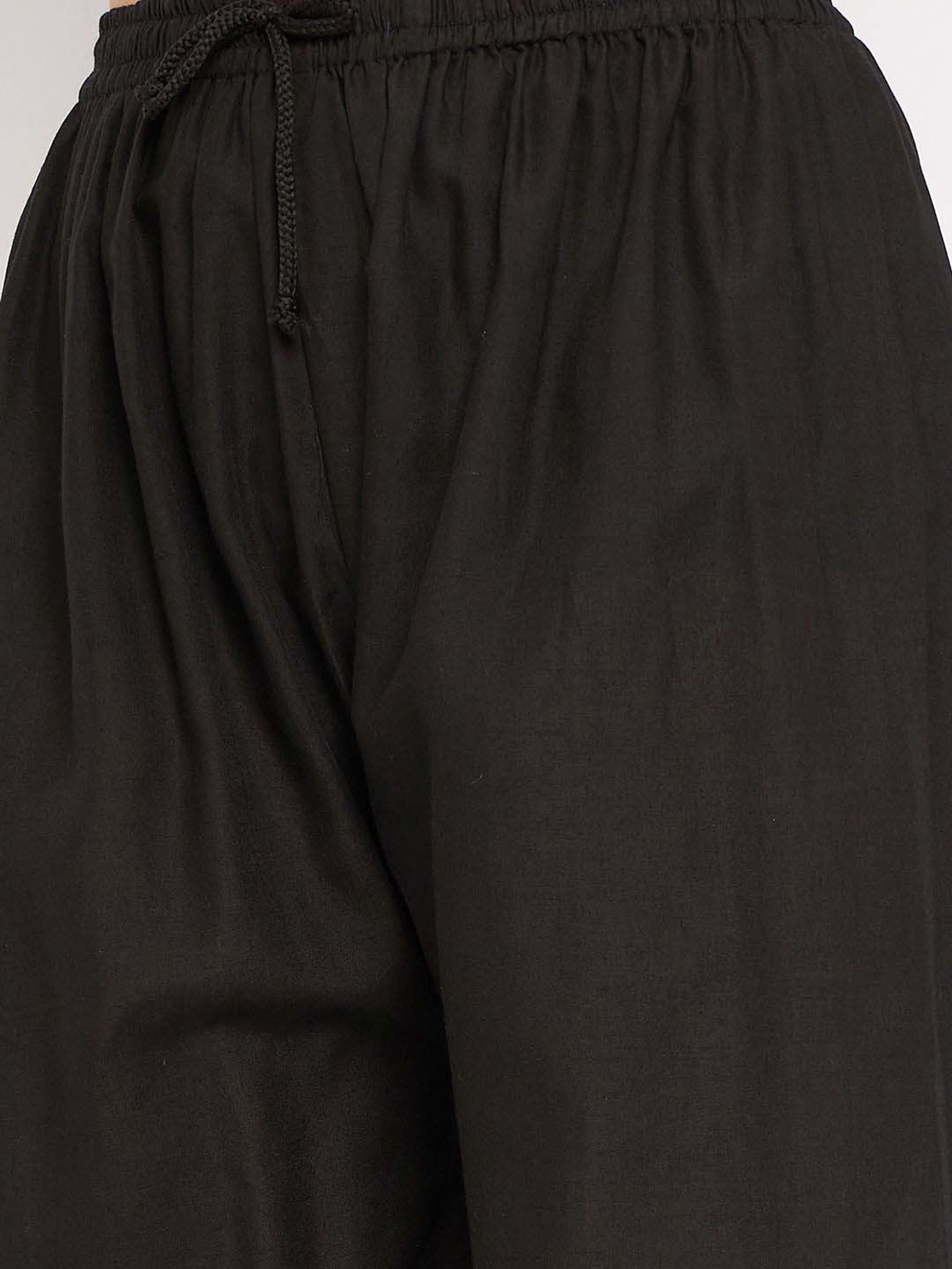 Castle Black Cotton Embroidered Palazzos