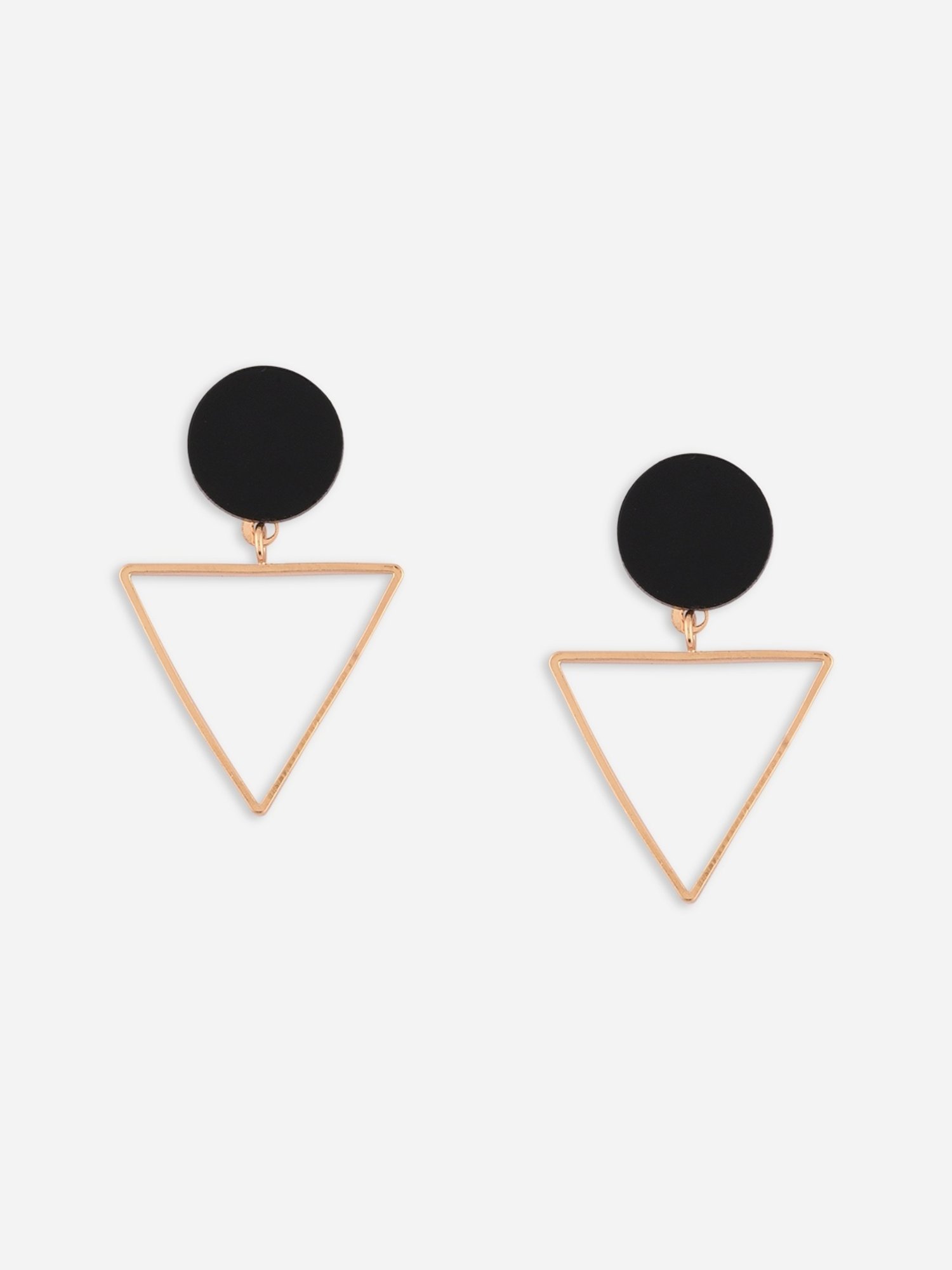 ToniQ Triangle Shape Black Drop Earrings for Women