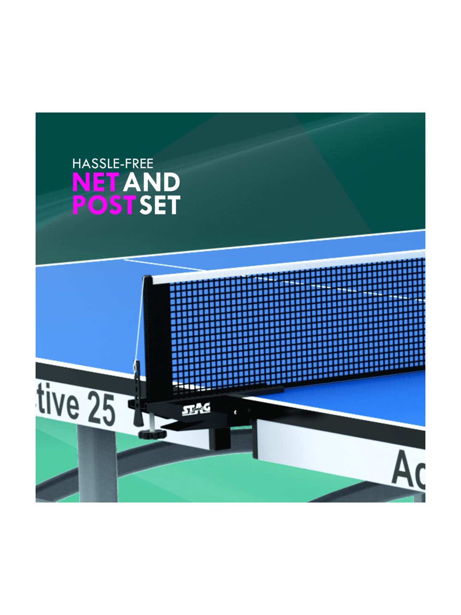 Stag Global 25mm Active Series Professional Quick Easy Setup Table Tennis Table (Blue)