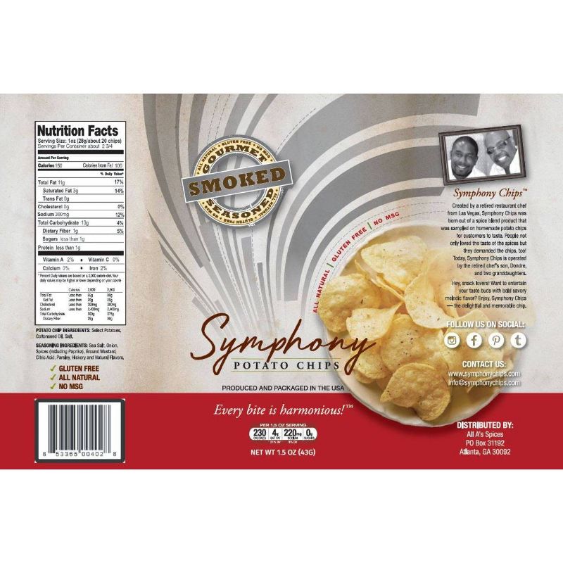 Symphony Smoked Gourmet seasoned All-Natural Potato Chips - 7oz