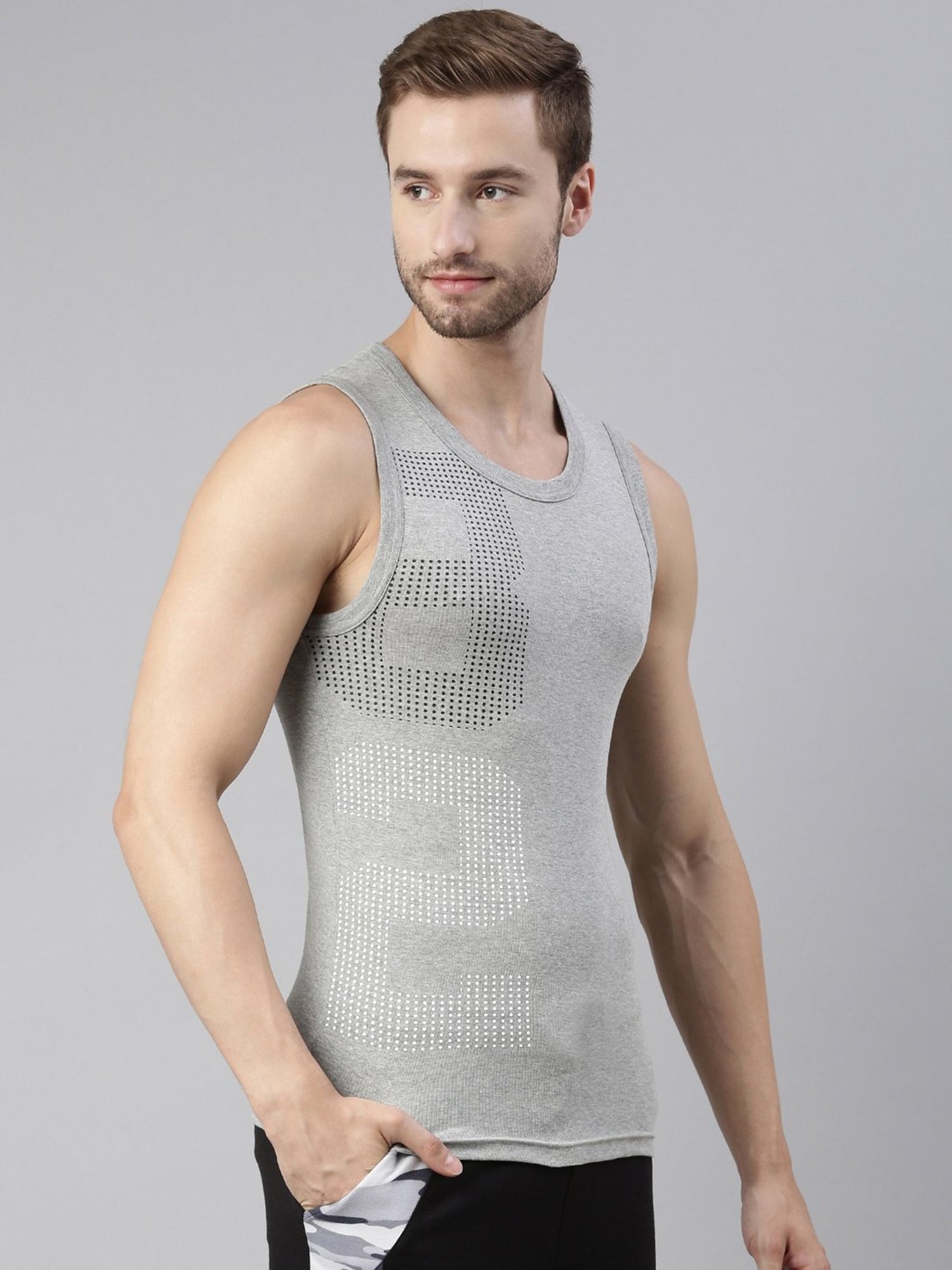 Dixcy Scott Maximus Multi Cotton Regular Fit Printed Vest - Pack Of 2