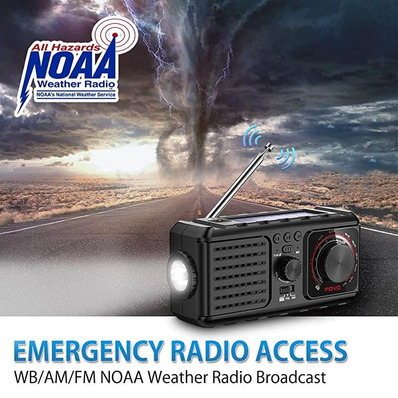 Radio Survival Hand Crank Self Powered AM FM NOAA Weather Station SOS Alarm Radio Kits with LED Flashlights Music 2200mAh Solar Portable Charger for Camping Supplies Disaster Preparedness