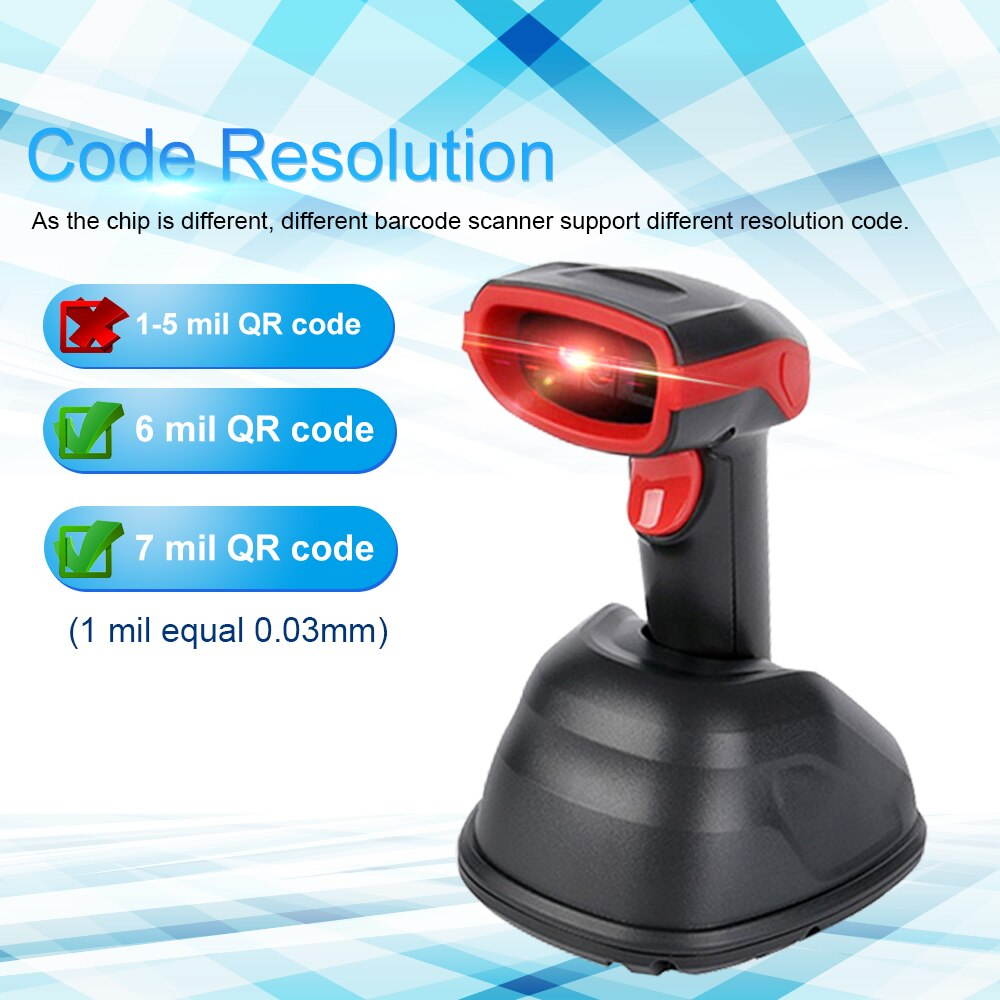 Wireless Barcode Scanner Wireless Laser Bar Code Reader 1D 2D QR PDF417 Aztec Portable Barcode Scanner Drop Shipping