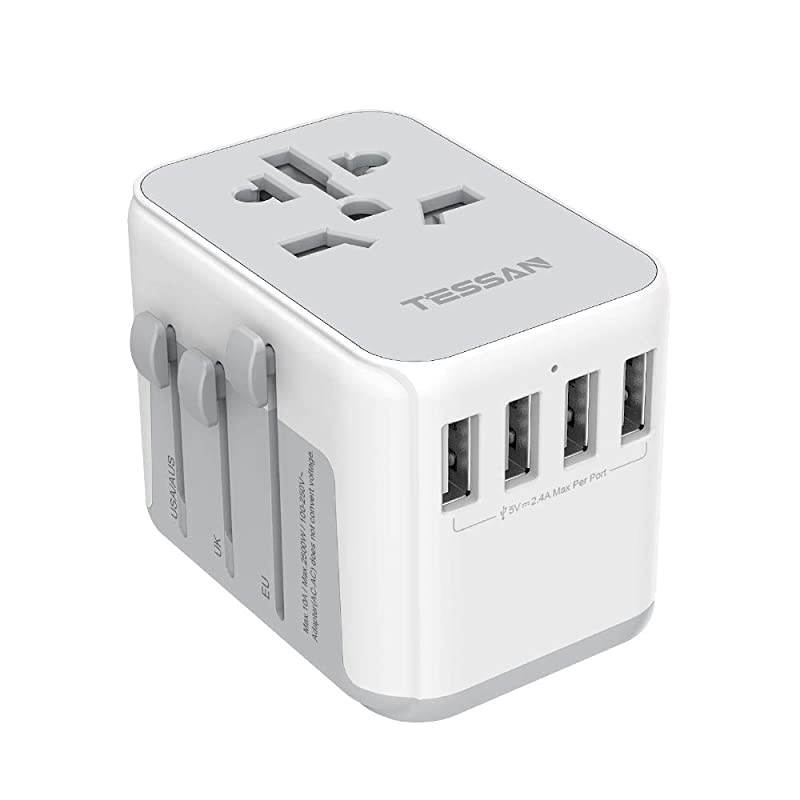 Universal Travel Adapter,  International Power Adaptor with 4 USB Outlets - Worldwide All in One Wall Charger for China USA Europe EU UK Thailand Japan Australia (Type G/C/A/I)