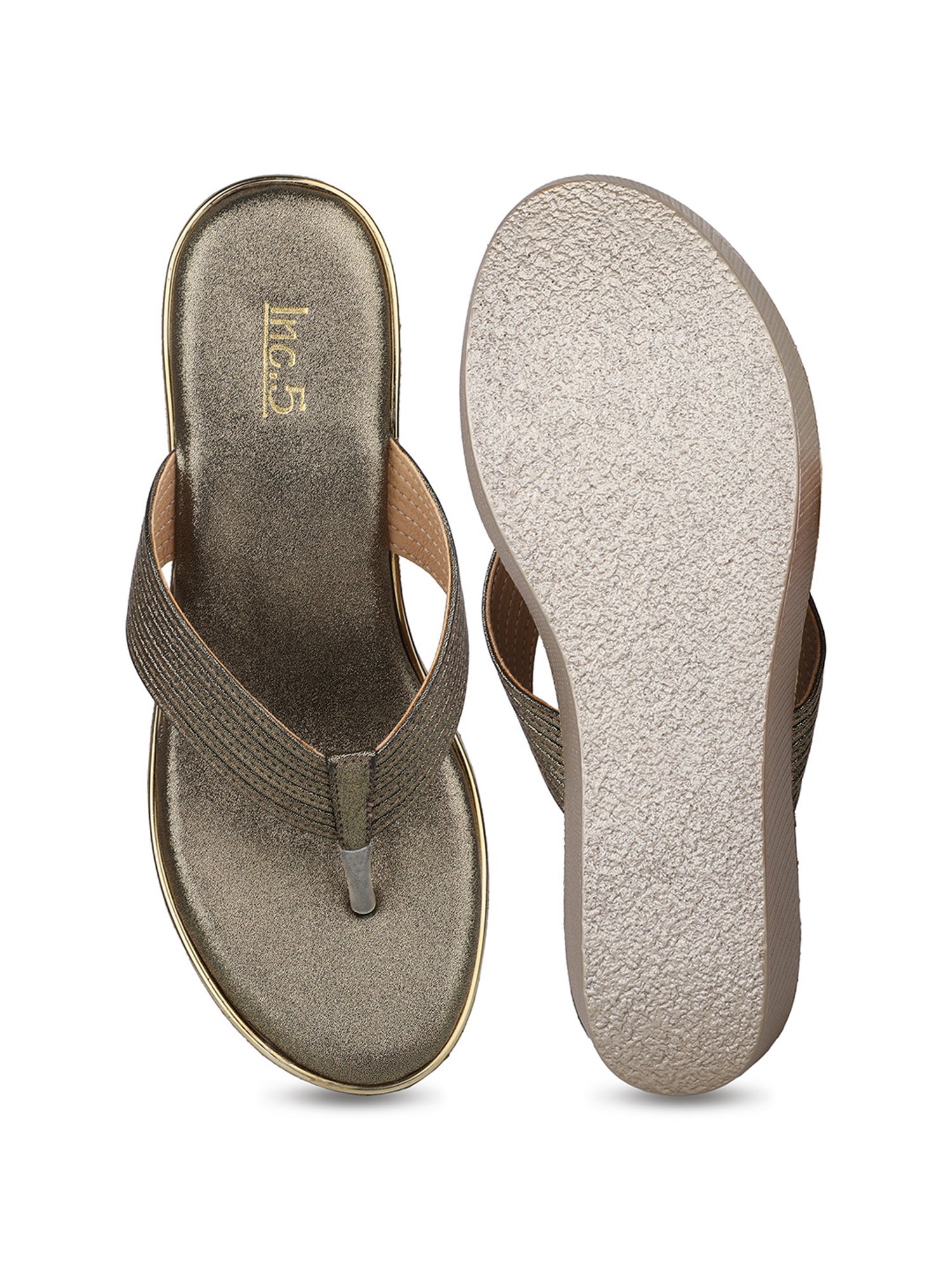 Inc.5 Women's Antique Gold Thong Wedges