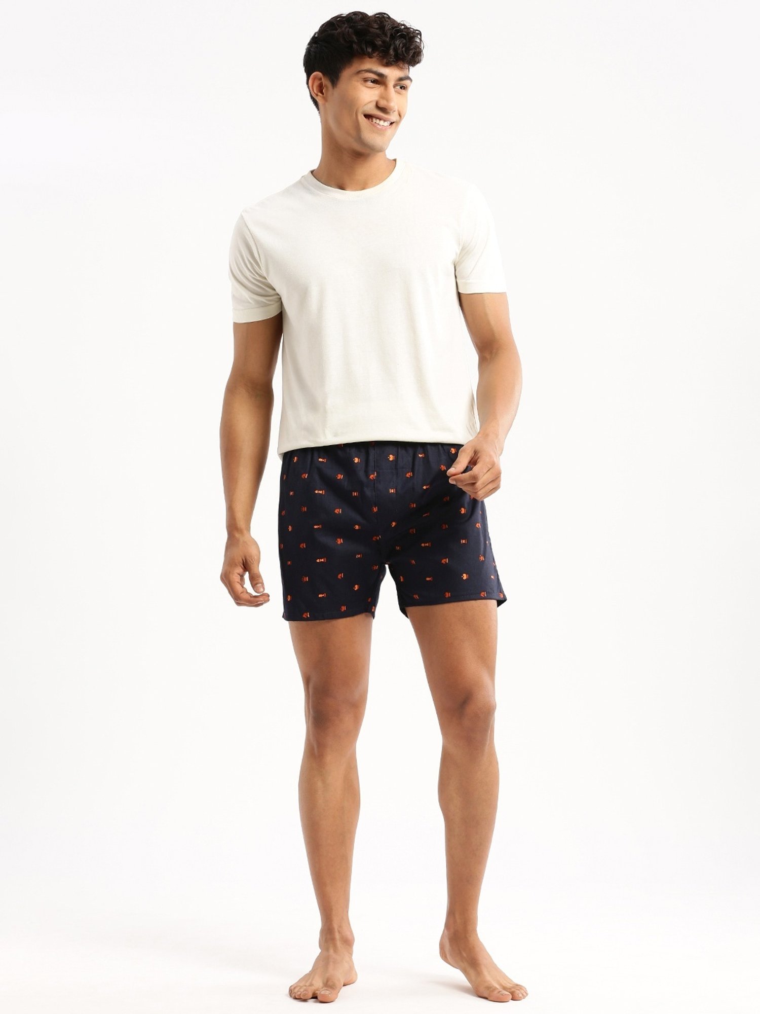 SHOWOFF Navy Blue Slim Fit Printed Boxers