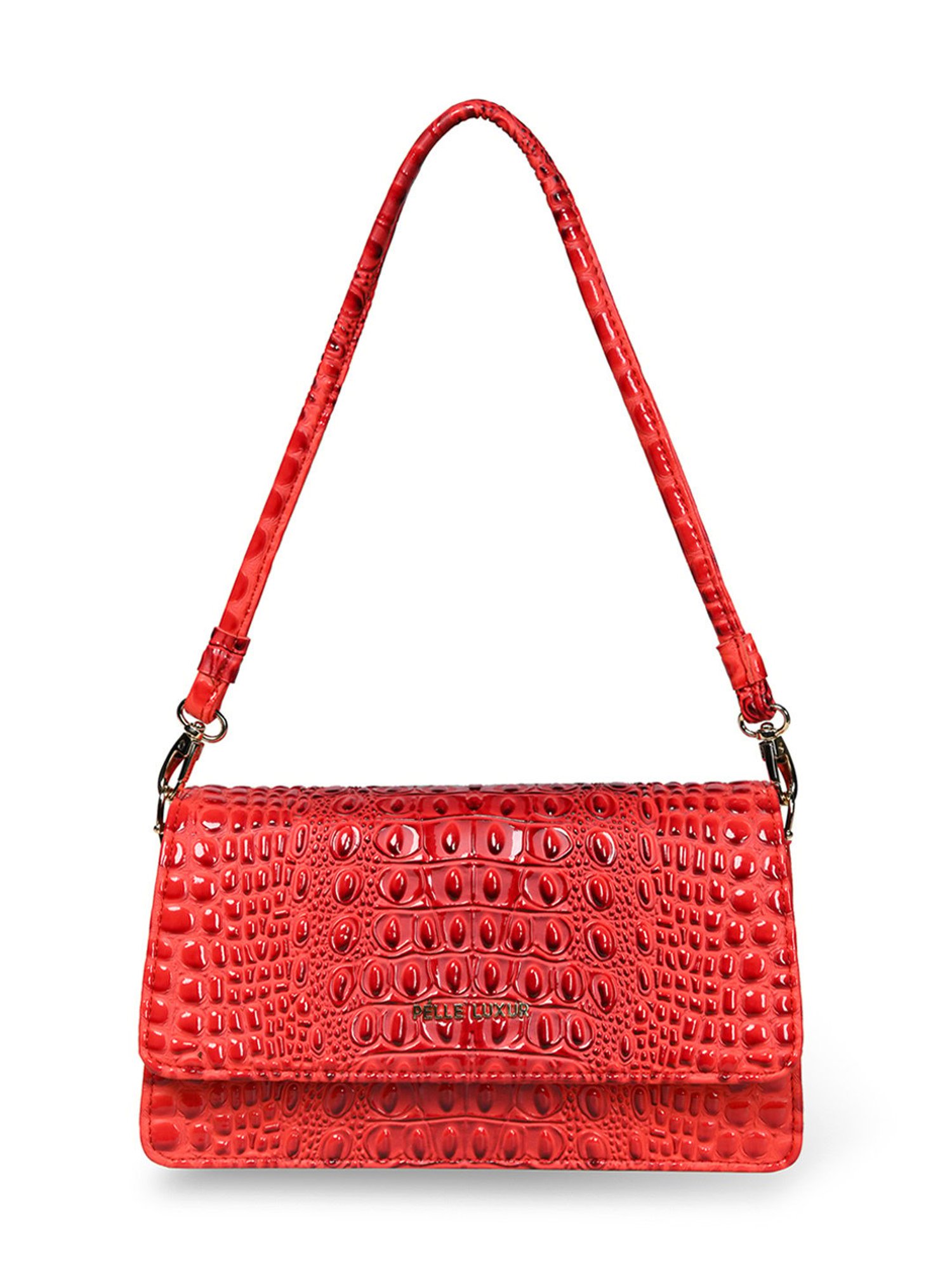 PELLE LUXUR Red Animal Effect Small Shoulder Bag