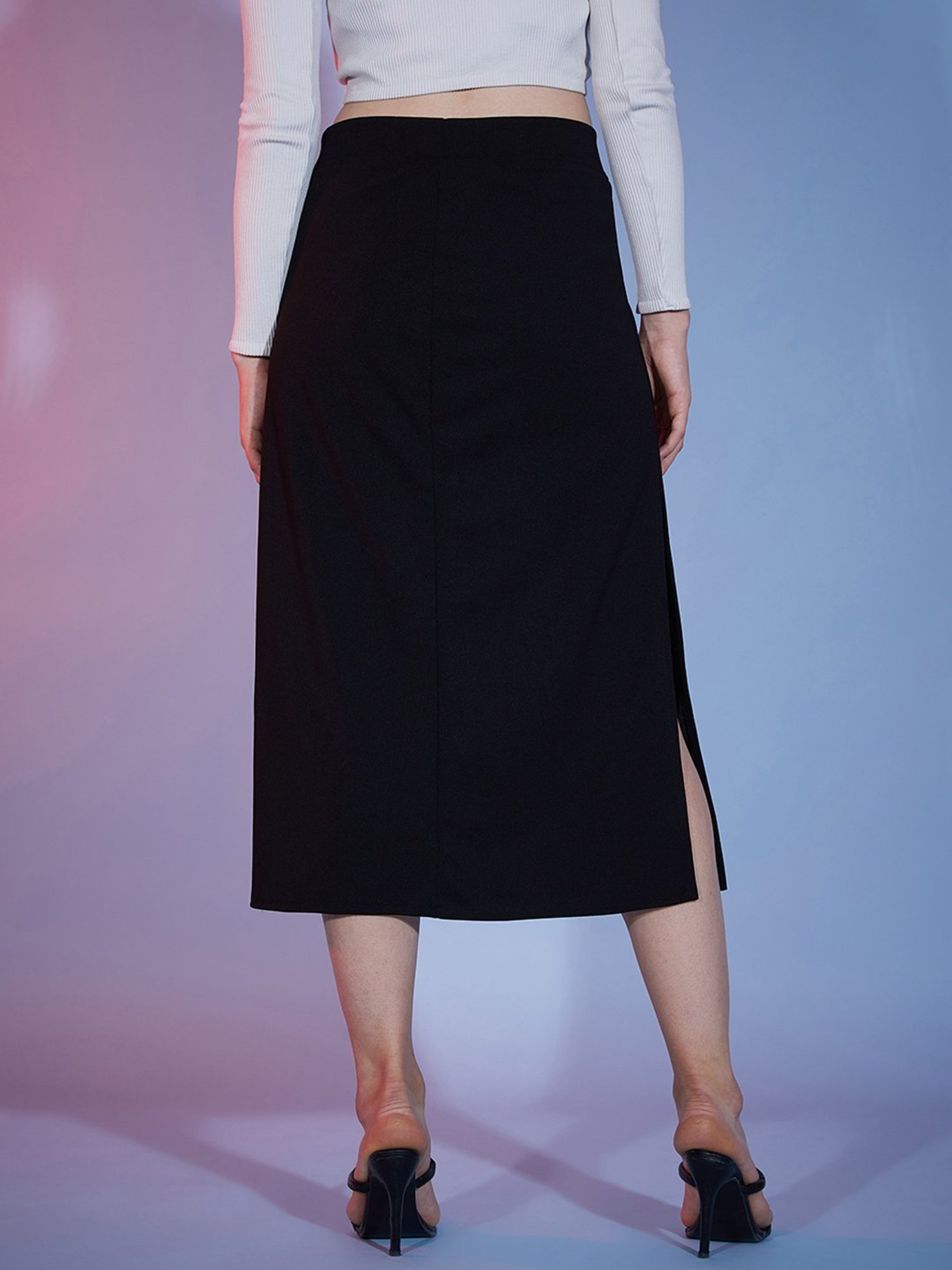 BUYNEWTREND Black A-Line Skirt
