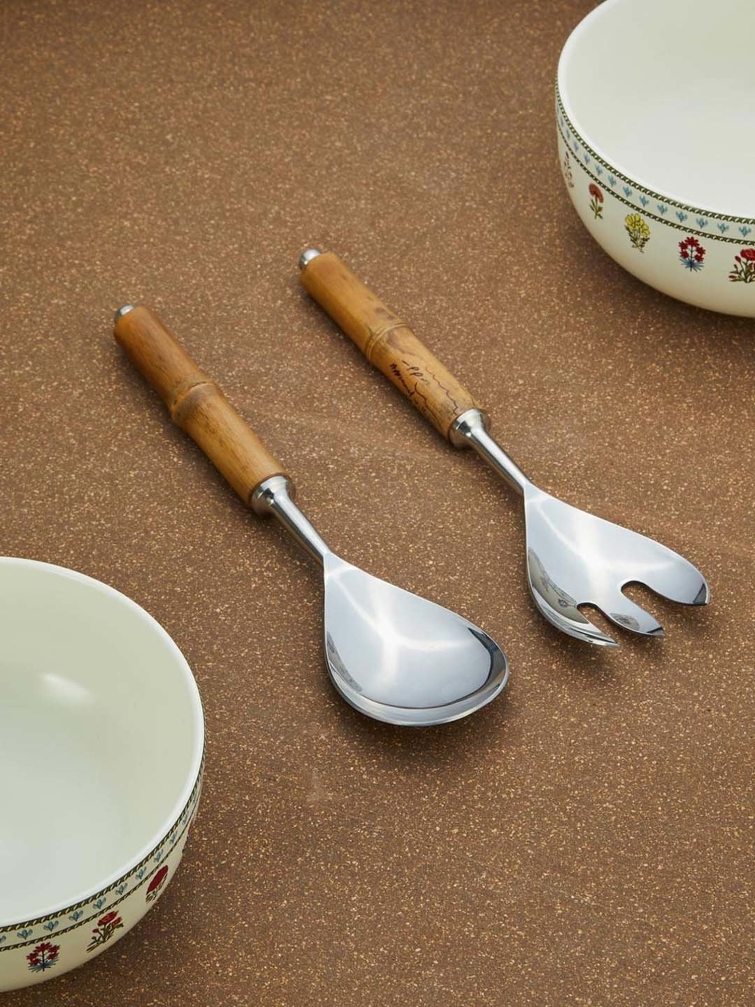 Fabindia Gulab Khus Silver Metal 1 Fork & 1 Spoon