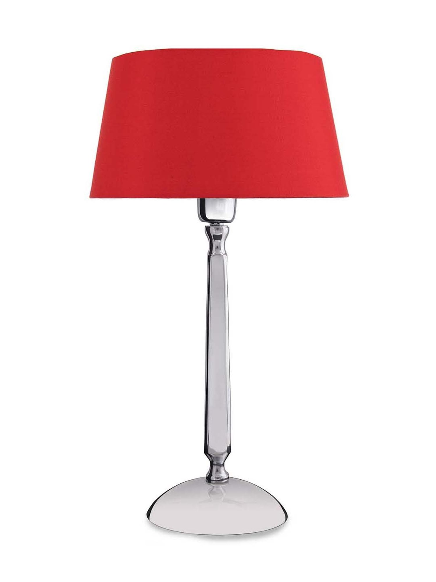 Homesake Silver Classic Cubist Chrome Lamp with Red Shade (Bulb Included) - Set of 1