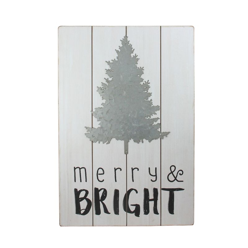 Ganz 20" Gray and Black Rectangular Christmas Wall Hanging