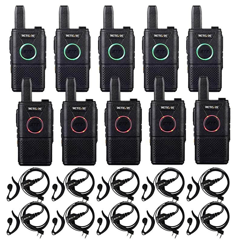 RT18 Radios Walkie Talkies with Earpiece Headsets,Business Portable Two-Way Radios Rechargeable,Mini,Dual PTT,Metal Clip,for Healthcare Retail School(10 Pack)