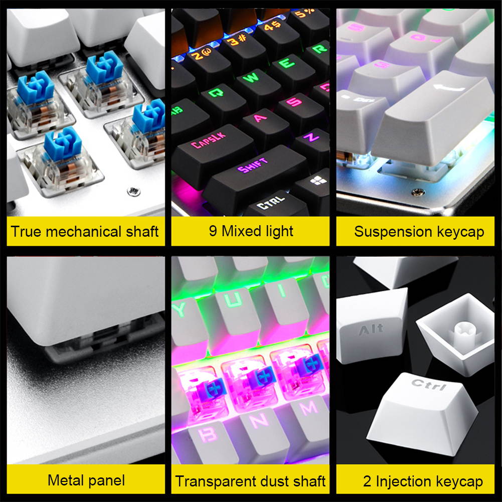 UrChoiceLtd&reg; 2017 Technology X9 Multimedia Mechanical Keyboard Ergonomic Usb Wired Gamer Gaming Keyboard with 104 Keys Mixed LED Backlit Blue Switch For PC Laptop Computer