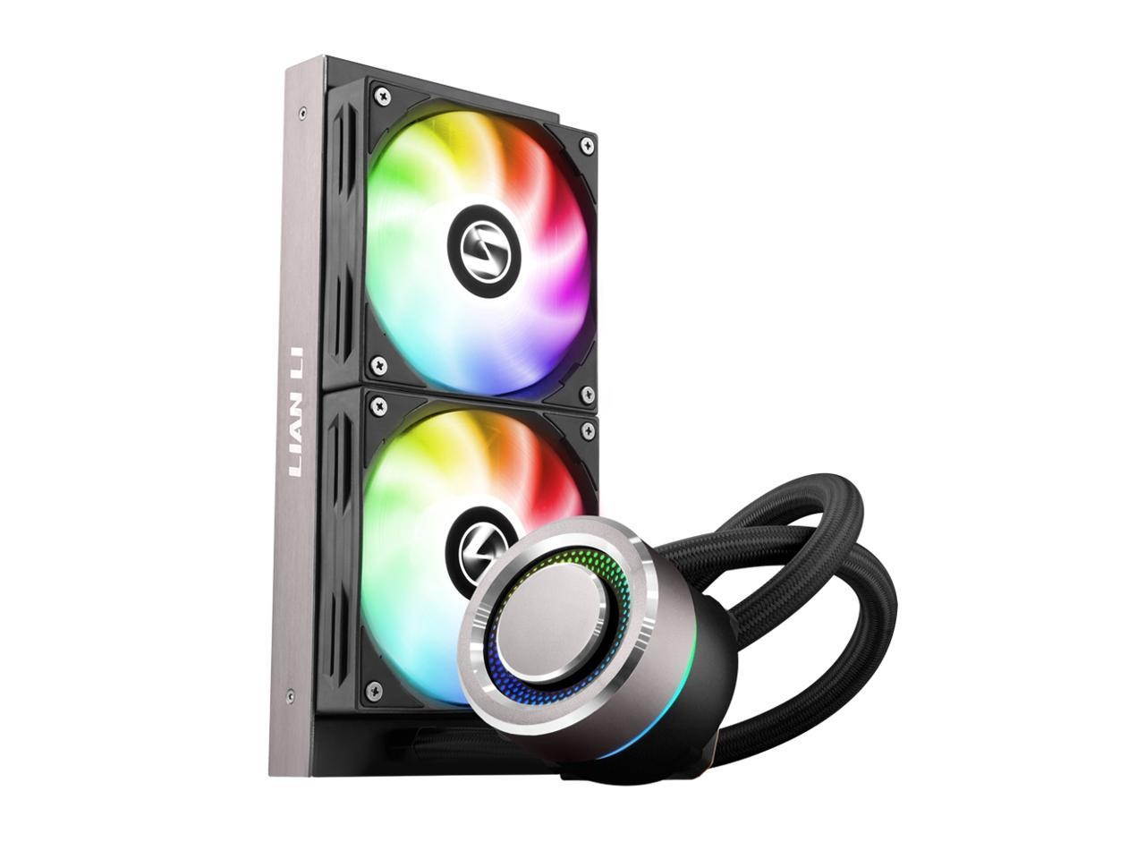 LIAN LI GALAHAD AIO240 RGB BLACK, Dual 120mm Addressable RGB Fans AIO CPU Liquid Cooler
