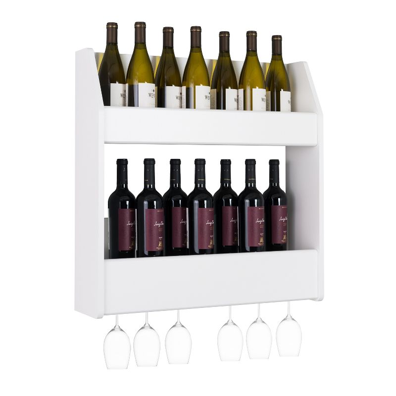 2 Tier Floating Wine and Liquor Rack White - Prepac
