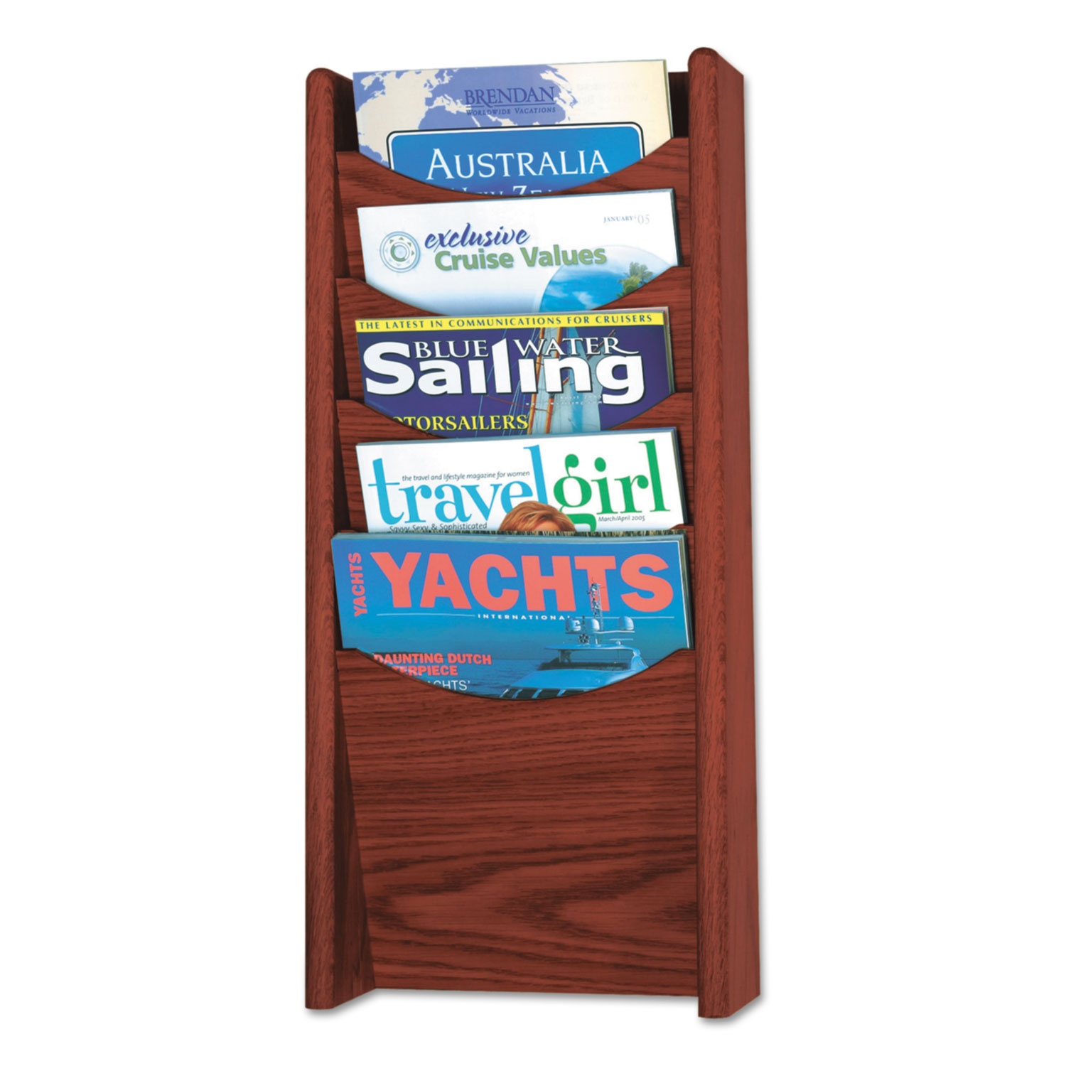 Safco Solid Wood Wall-Mount Literature Display Rack 11 1/4 x 3 3/4 x 23 3/4