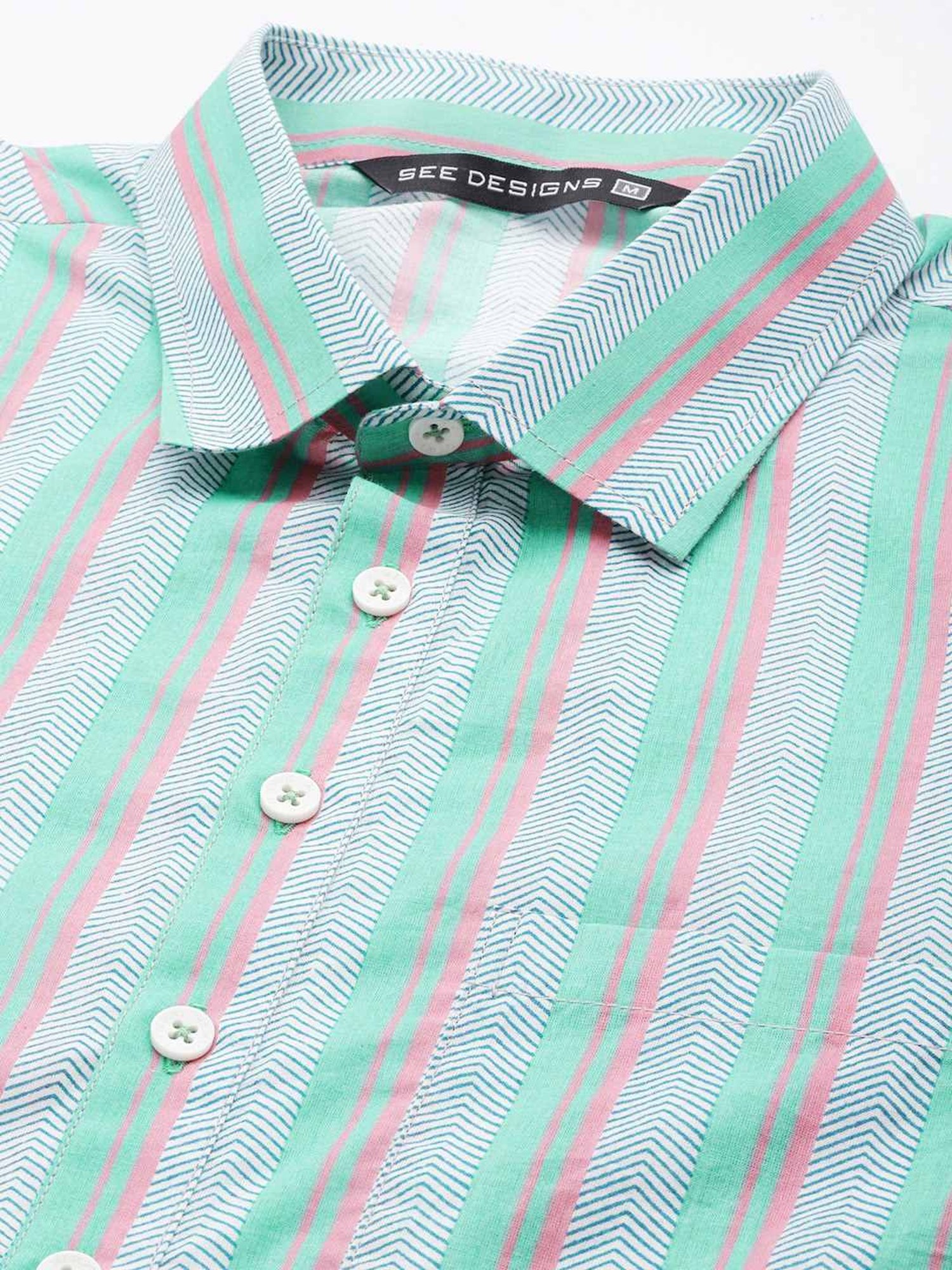 See Designs Green & White Cotton Regular Fit Printed Kurta Bottom Set