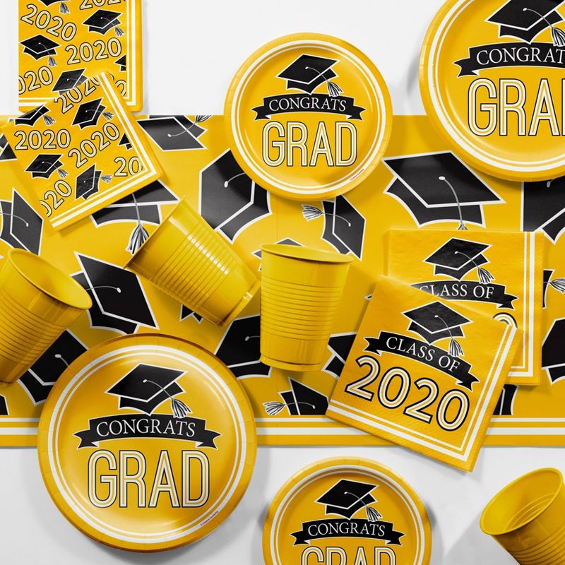 108ct Class Of 2020 Yellow Grad Beverage Napkins