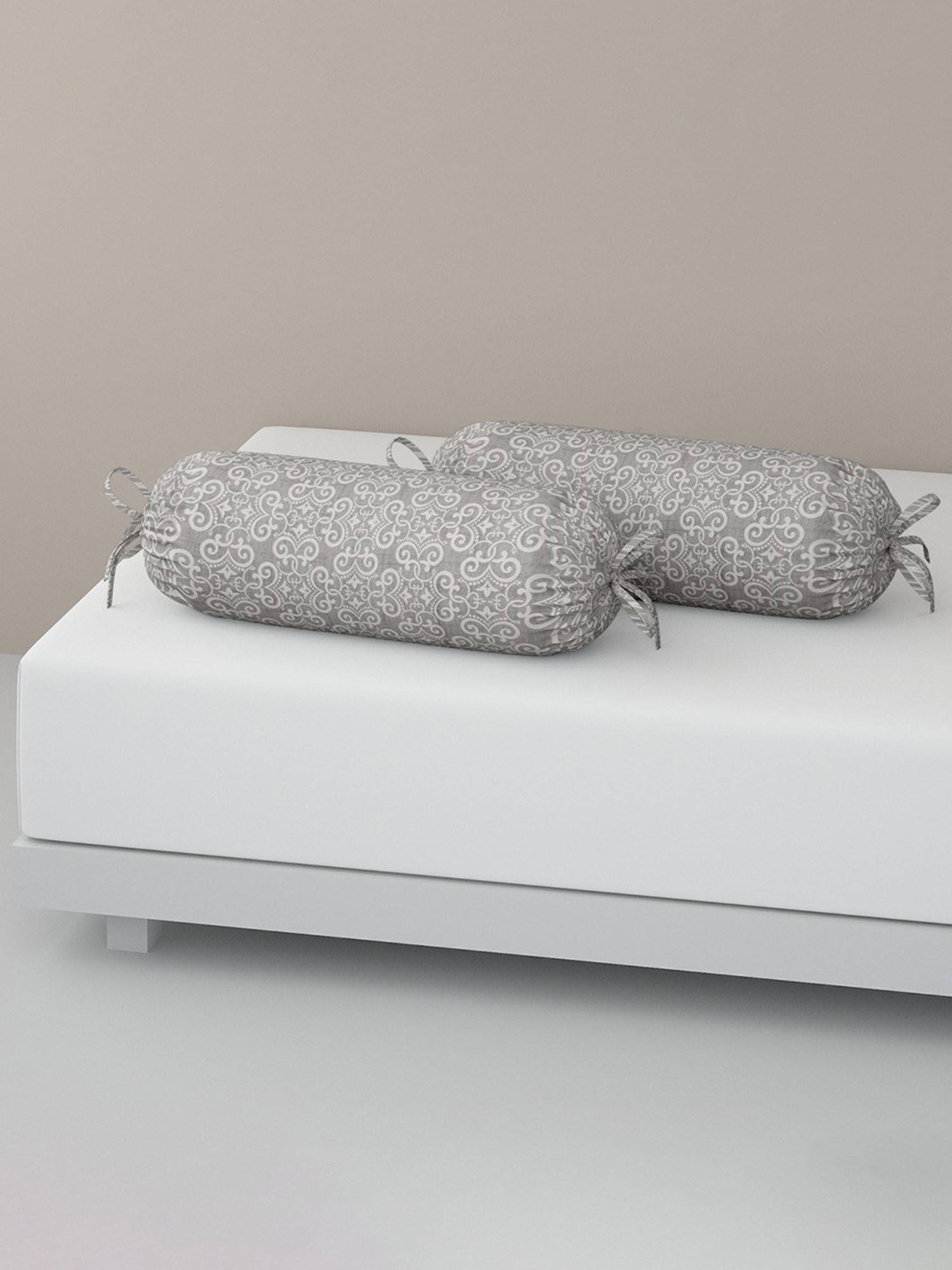 Swayam Ananda Geometric Grey Cotton Single Diwan Set