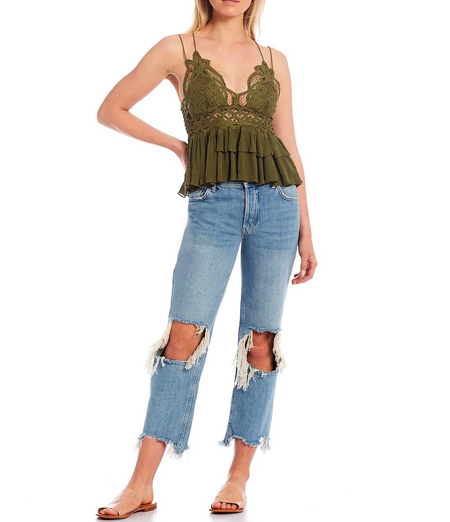 J.McLaughlin Durham Sleeveless Ruffle V-Neck Denim Blouse