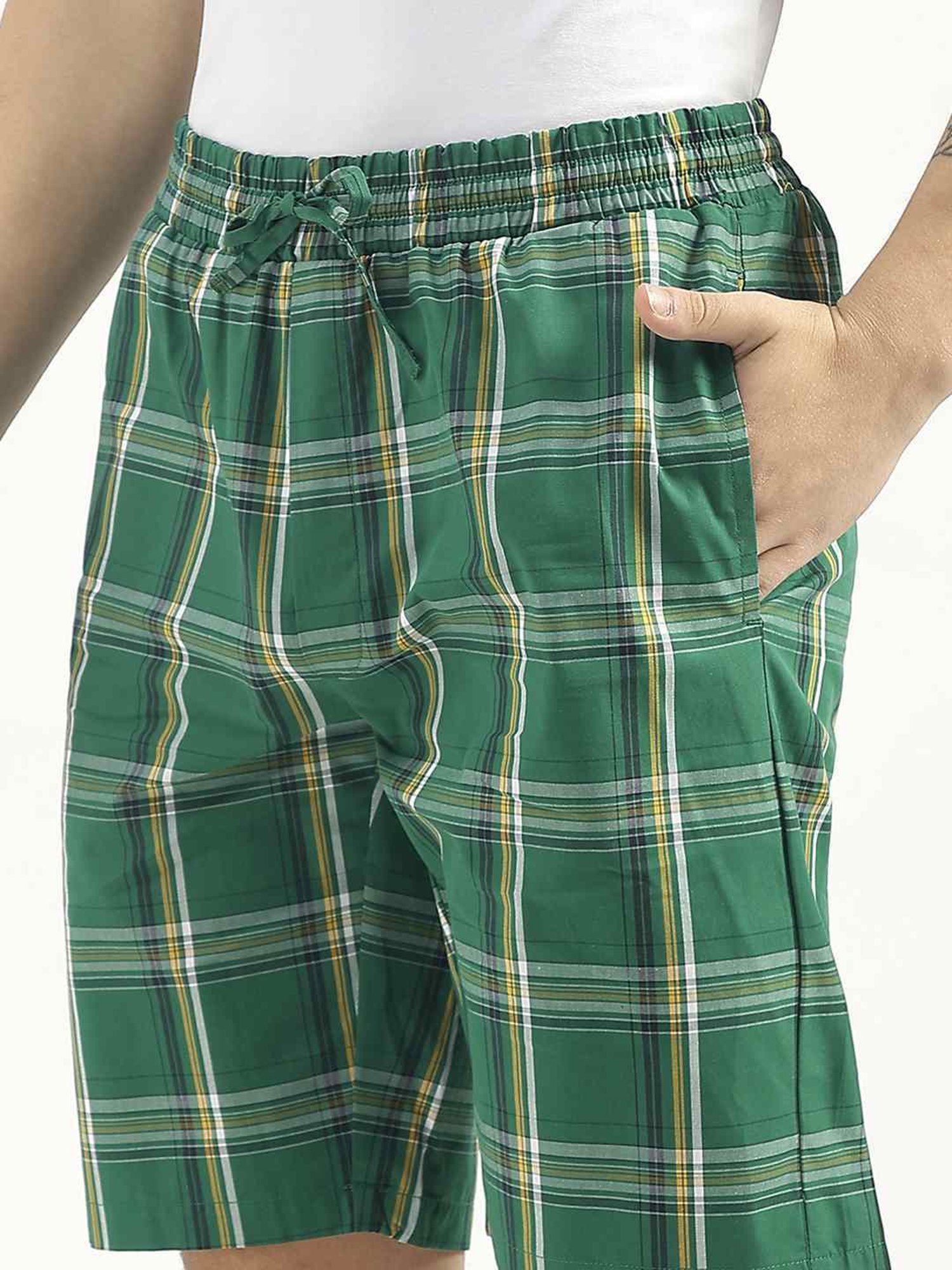 United Colors Of Benetton Green Regular Fit Checks Swim Shorts