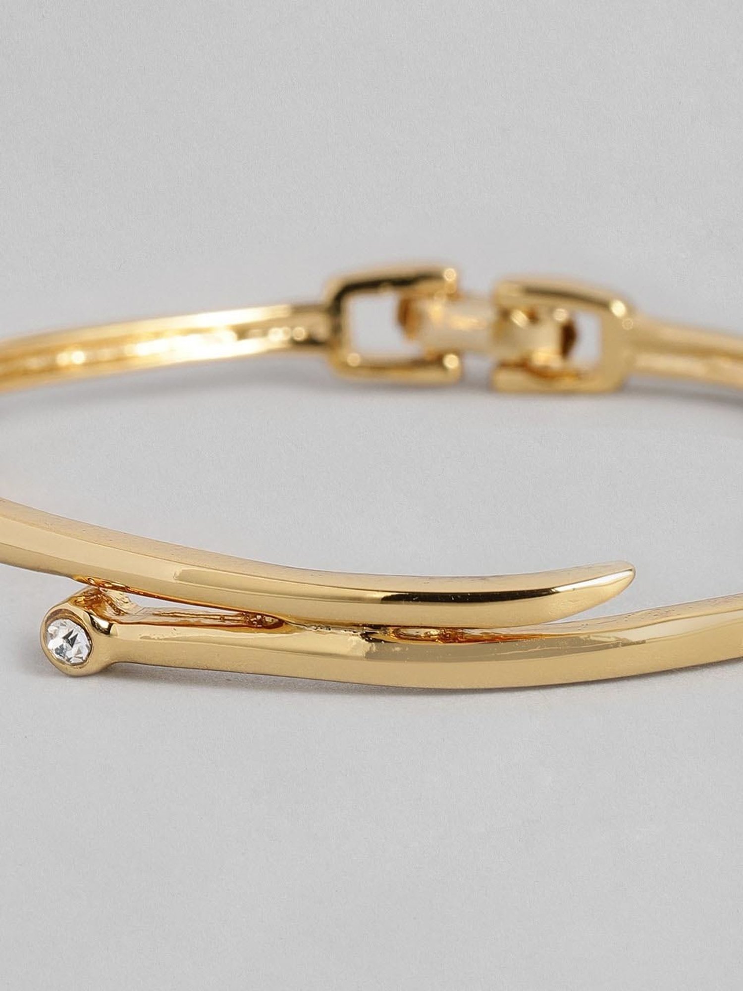 Estele Gold-Plated Parallel Time White Crystal Bracelet for Women