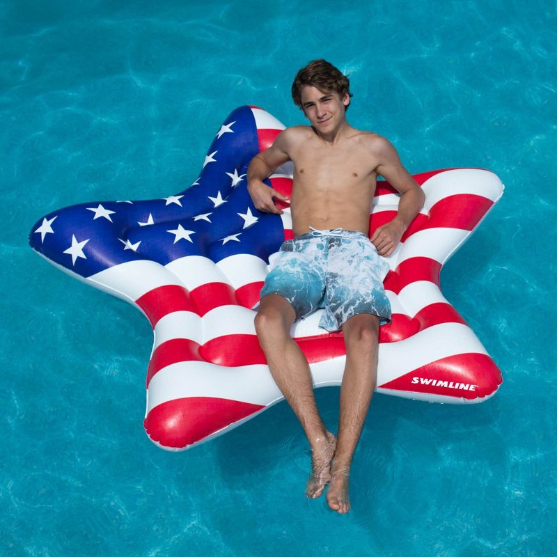 Swimline Americana Star Island Patriotic USA Inflatable Swimming Pool Raft Float