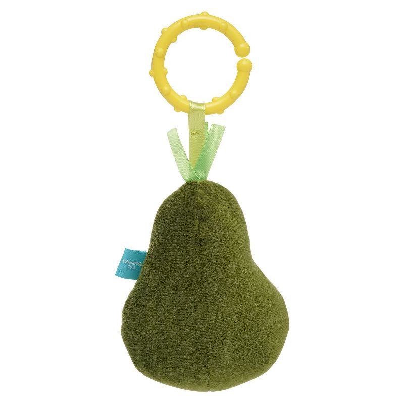 Manhattan Toy Mini-Apple Farm Avocado Baby Travel Toy with Rattle, Chime, Crinkle Fabric & Teether Clip-on Attachment