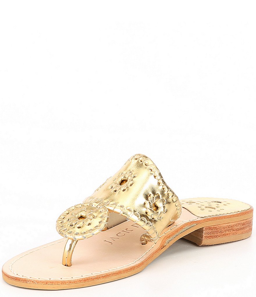 Jack Rogers Jacks Metallic Leather Flat Sandals