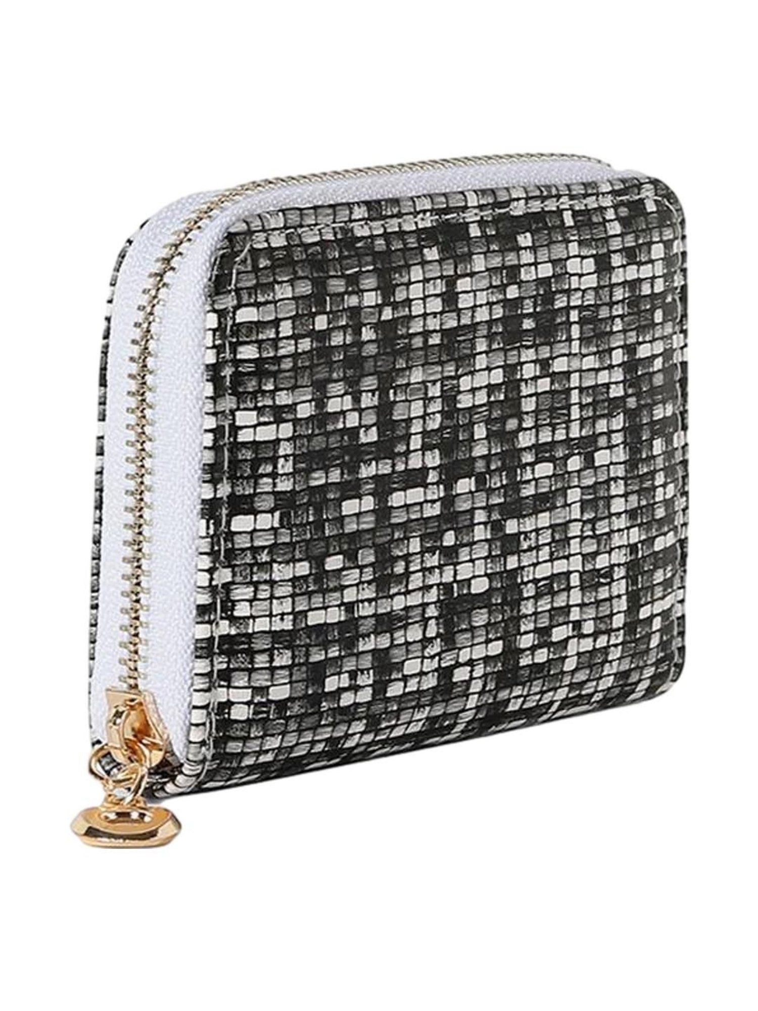 HauteSauce Black Textured Zip Around Wallet for Women