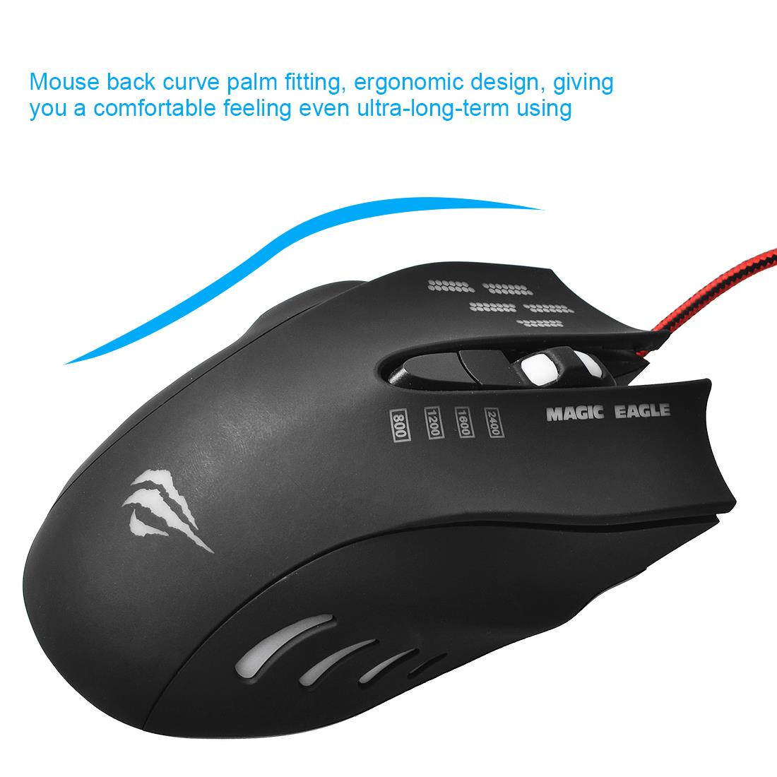 MMSM 5 Keys Wired Game Mouse Gaming Mice with Lighting Black