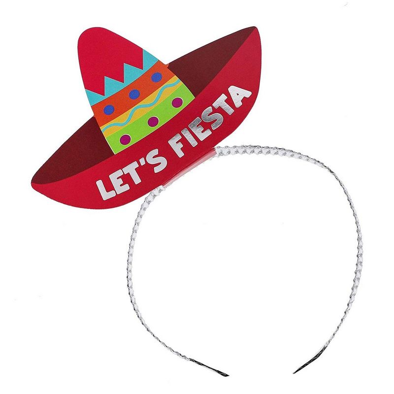 24-Pack Lets Fiesta Sombrero Headbands - Party Accessories for Mexican Theme Parties, Cinco De Mayo, 4 Designs