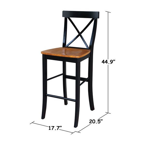 International Concepts S57-6133 X-back Barheight Stool - 30'' SH Black / Cherry